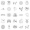 Agricultural icons set, outline style