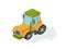 Agricultural industrial machine, farm tractor, combine. Commercial agricultural transport.