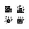 Agricultural innovations black glyph icons set on white space