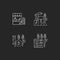 Agricultural innovations chalk white icons set on dark background