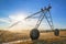 Agricultural irrigation on harvested wheat stubble field