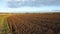 Agricultural land after cultivation, autumn evening