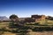 agricultural landscape in the municipality of Antigua with ruin of traditional house of Fuerteventura