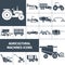 Agricultural Machinery Black White Icons Set