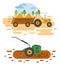 Agricultural machinery vector icon set isolated on white scene. Farming, harvesting, gardening. Illustration design