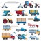 Agricultural Machines Icons Set