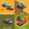 Agricultural Machines Isometric Concept Icons Set