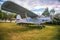 Agricultural plane is standing on a field