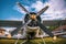 Agricultural plane is standing on a field