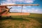 Agricultural plane is standing on a field