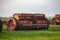 Agricultural planter in the field