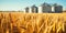 Agricultural Production Silos in Wheat Field