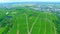 agricultural rural scene, flying over scenic rural landscape and vineyard