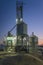 Agricultural seed silo with sorter on sunset