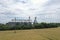 Agricultural silos on a farm, photos from above with a drone. Industrial agricultural granary, processing plant, elevator dryer,