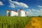 Agricultural silos in the fields