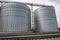 Agricultural Silos. Metal grain facility with silos.