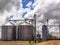 Agricultural silver silo in Mato Grosso State, Brazil