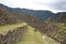 Agricultural terraces and buildings at Machu Picchu in Peru, South America
