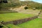 Agricultural terraces of Tipon archaeological Park at 3,400 meters above sea level in the sacred valley of the Inca, Cuzco, Peru