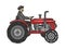 Agricultural tractor color sketch engraving vector