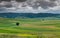 Agricultural Transylvanian landscape, gathering grey storm clouds