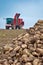 Agricultural vehicle harvesting sugar beet