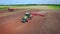 Agricultural vehicle. Process plowing cultivated field. Agricultural industry