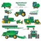 Agricultural Vehicles Flat Icons Set