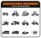 Agricultural vehicles icons set