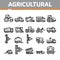 Agricultural Vehicles Vector Thin Line Icons Set