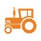 Agricultural, wheeled tractor icon. Orange vector graphics