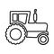 Agricultural, wheeled tractor outline icon. Line art vector