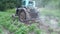 agricultural work on a tractor, mechanized potato processing, potato plowing