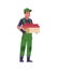 Agricultural worker. Farmer with harvest box. Man holding wooden container full of red apples. Gardener grows organic