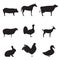 Agriculture animals silhouette