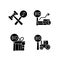 Agriculture auction components black glyph icons set on white space
