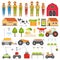 Agriculture automation smart farming icons set with isolated images of farmer and robot