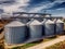 Agriculture background Modern silos for storing grain harvest