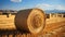 Agriculture beauty yellow wheat, rolled up haystacks, ripe grain generated by AI