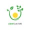 Agriculture Business Vector Logo Template With Green Leaf And Un