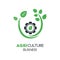 Agriculture Business Vector Logo Template With Green Leaf And Un