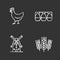 Agriculture chalk icons set