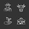 Agriculture chalk icons set