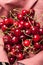 Agriculture cherry background, antioxidant, dieting