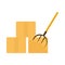 Agriculture and farming bale of hay and pitchfork flat icon style