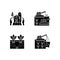Agriculture and farming black glyph icons set on white space