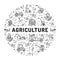 Agriculture and farming line art icons, farm infographics