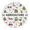 Agriculture and farming line art icons, farm infographics, gardening mock-up