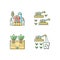 Agriculture and farming RGB color icons set